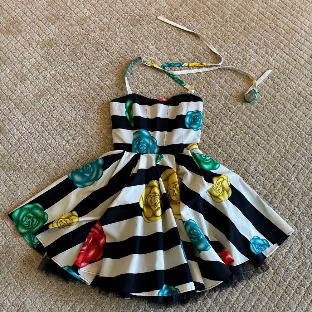 Alice + Olivia Floral Stripe Halter Dress Size 0